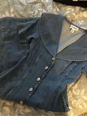 ALIGNE Denim Button-Front sailor dress in Washed Blue